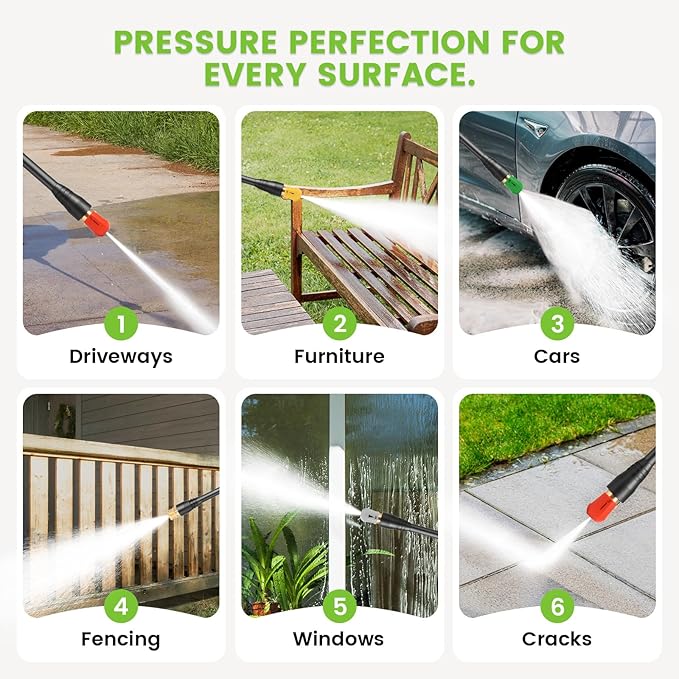 Commowner Pressure Washer 5000PSI Power Washers Powered with 33ft Pressure Hose, 4 Nozzle and Foam Cannon, powerwashers for Home, Cars, Fences, Patio, Blue