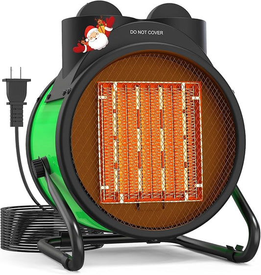 Buyplus Outdoor Heaters for Patio, 1500W Electric Garage Heater with 90°Adjustable Angle, Overheat Protection & 2S Fast Heating, Greenhouse Heater for Patio, Garage, Greenhouse, Indoor Outdoor, Green