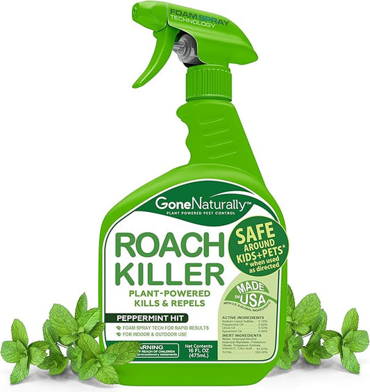 Roach Killer – Natural Peppermint Oil Roach Spray for Indoor & Outdoor Use – Cockroach Killer & Roach Repellent for Home – Safe for Kids & Pets Pest Control Solution (16oz)