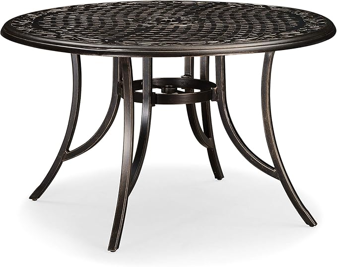 PURPLE LEAF Outdoor Dining Table 47'' Cast Aluminum Patio Funiture Table with Umbrella Hole Rhombic Round Patio Dining Table