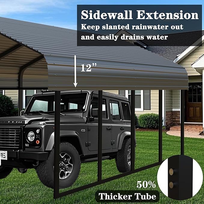 Heavy Duty Metal Carport 10x20 ft Galvanized Steel Carport Shelter for Car Extra Large Canopy for Dual Vehicle, RV Boat Storage All Weather Protection Garage Party Tent (10x20 FT)