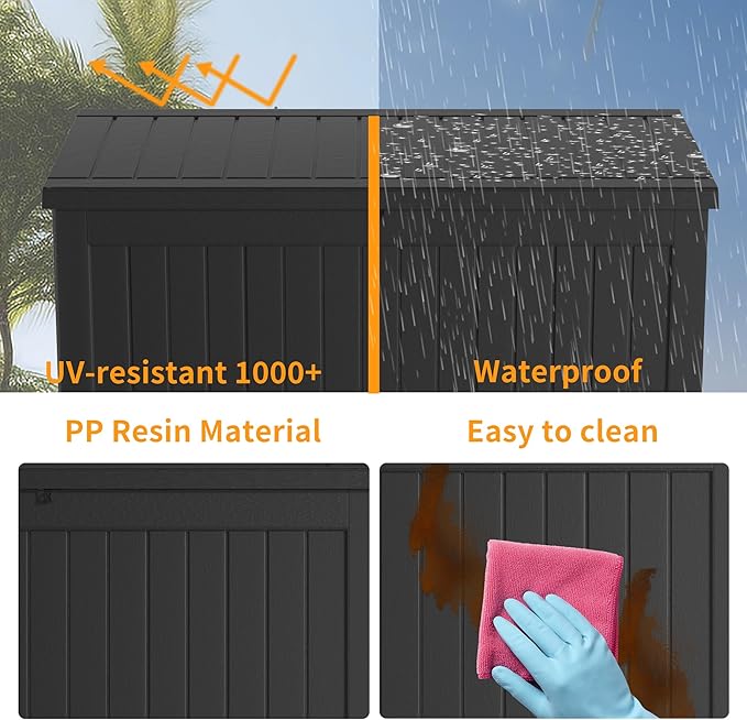 281 gallon Deck Boxes Resin Material Outside Storage Box Large Storage Bins with Lids Deck Boxes Outdoor Waterproof for Outdoor Use