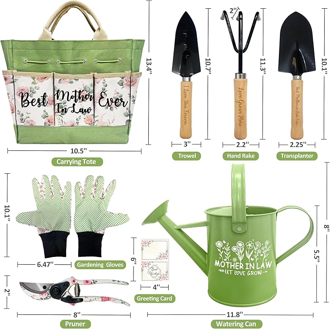 Mother in Law Gifts, Garden Kit Christmas Mother in Law Gifts from Daughter in Law Floral Gardening Tool and Durable Garden Tools Organizer Bag, Gardening Set for Women, Plant Lover Present