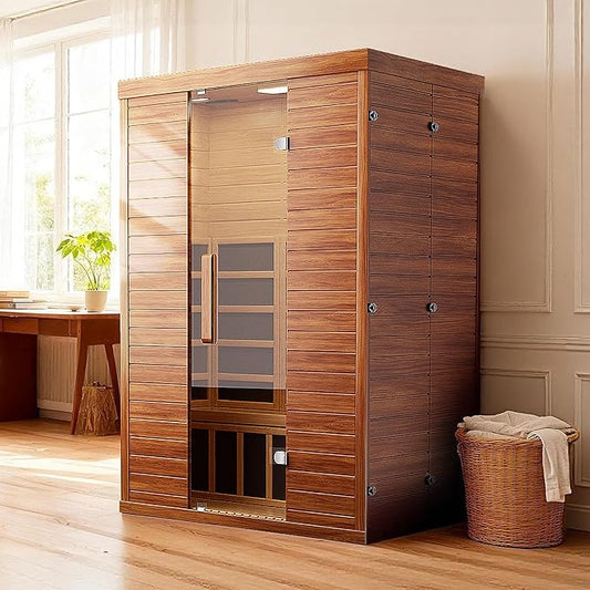 2-Person Infrared Sauna, Smart App Control, WiFi & Bluetooth, Low EMF 1500W/120V LCD Heater, Indoor Home Sauna with Flame-Retardant Materials