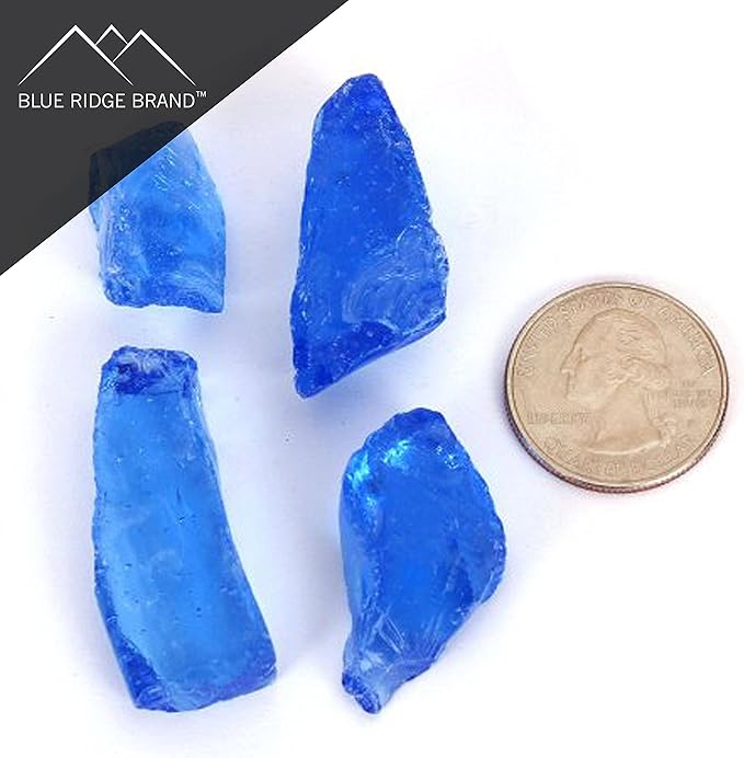 Light Blue & Sky Blue Fire Pit Glass - Fire Glass Rocks for Fire Pit & Fireplace - Gas & Propane (10 Pound, Ocean)