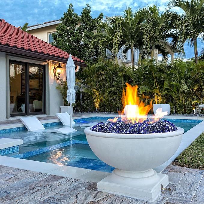 Fire Glass for Propane Fire Pit, Fireplace and Outdoor Decoration, Cobalt Blue Firepit Rocks 20 Pounds, High Luster 1 Inch Diamond Glass Beads