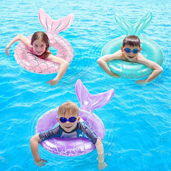 HeySplash Pool Floats Kids, Inflatable Swimming Ring Swim Tube Floaties, Summer Water Fun Beach Party Swimming Pool Toys for Kids Children Water Activities