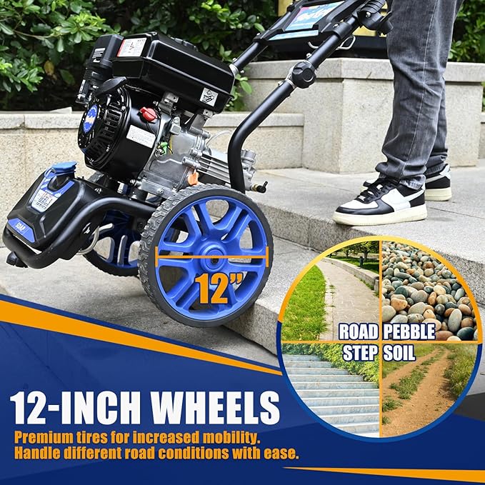 TOOLCY 3400 PSI & 2.8 GPM Gas Powered Pressure Washer with Onboard Soap Tank, Power Washer for Cleaning Cars Homes Patios Fences Driveways, Spray Gun, 5 Nozzles