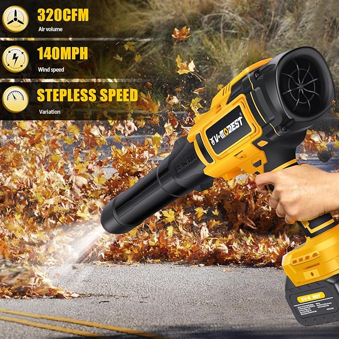 V-MODEST Electric Leaf Blower, 800,000 RPM Compact Leaf Blowers Battery Powered Brushless with 2 * 4.0Ah Batteries, Lightweight Cordless Leaf Blower for Yard, Garage, Car, Lawn, Deck, Patio Cleaning