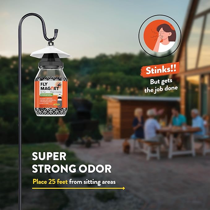 Outdoor Fly Trap Fly Traps with Dissolvable Non-Toxic Bait - Fly Repellent for Outdoor Use Only - Controls Flies for Patios, Barns, Ranches Etc. Hanging Fly Traps with Tie Included