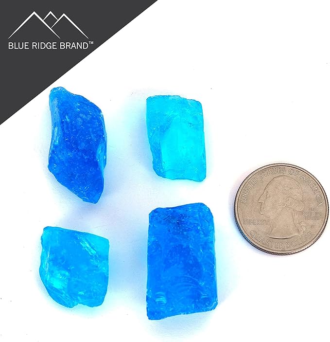 Fire Pit Glass - Fire Glass for Fire Pit - Firepit Glass Rock - Glass Stones - Fire Pit Glass Rocks - Gas & Propane Fire Pit & Fireplace Glass (10 Pound, Light Blue)