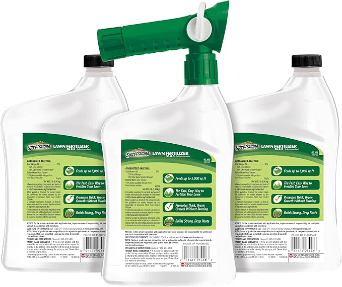Spectracide Lawn Fertilizer 30-0-0, 3 Count, 2-in-1 Formula Boosts Overall Lawn Strength, Promotes Thick, Green Growth Without Burning