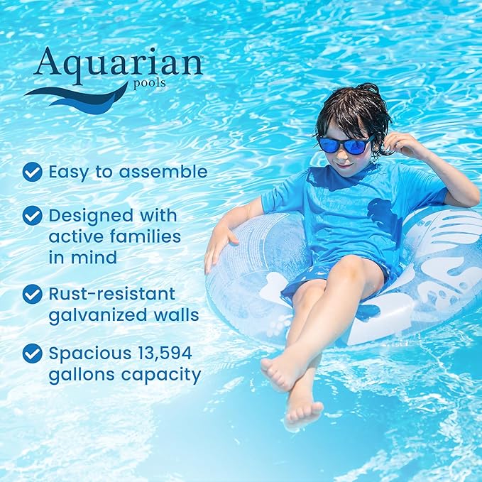 Aquarian Above Ground Swimming Pool, Phoenix Steel-Frame, 24', Cognac - Large Heavy-Duty Outdoor Family Pool for Backyard, Patio, and Yard