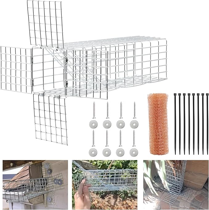 One Way Squirrel Door Excluder, Humane Squirrel Trap, 11 × 3 × 3 inch Rodents Excluder, Includes Full Installation Kit with Screws, Pressure Plate, Cable tie & Copper mesh, One Way Traps