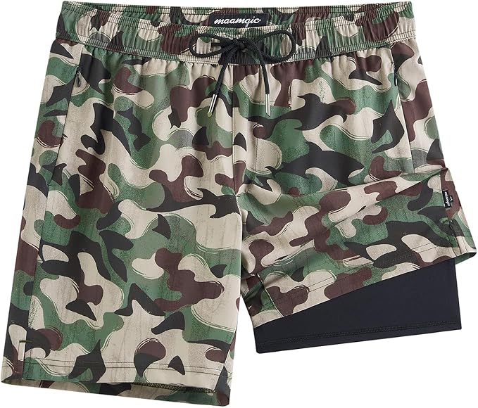 maamgic 2 in 1 Mens Swim Trunks 7 Inch Swim Shorts Swim Suits Board Shorts