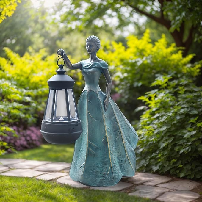 Sheaifun Fairy Garden Statue Solar Garden Decor Resin Fairy Statue with Lights Angel Fairy Decor Outdoor Fall Yard Statues Gardening Gifts for Women 9.5 * 5.5 * 11.5 Inch
