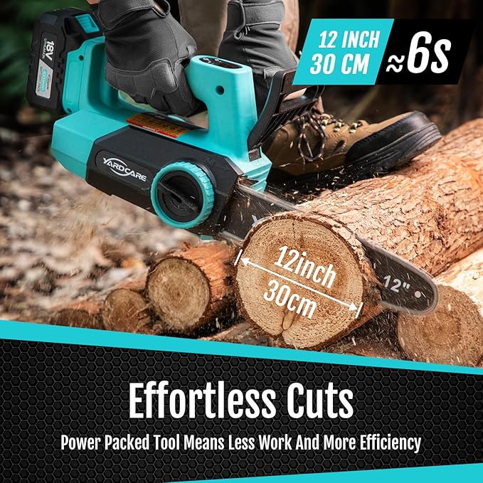 12-Inch 18V-20V Electric Chainsaw Cordless with 4.0Ah Battery Chainsaw, Brushless Motor, Dual Modes, LED Display, for Professional Wood Cutting and Tree Pruning