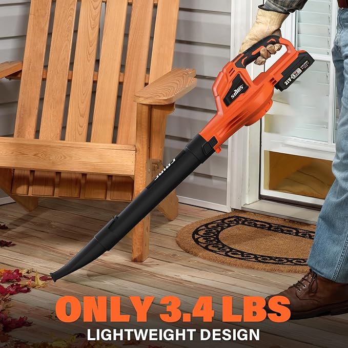SOYUS Leaf Blower, 20V Leaf Blower Cordless with 2x2.0Ah Battery and Charger, 150 MPH Electric Leaf Blowers with Two-Speed Mode, Blowers for Lawn Care, Debris Dust Cleaning(Orange)