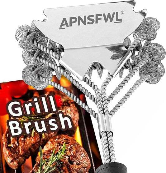 Grill Brush and Scraper Bristle Free Safe BBQ Brush for Grill Stainless Grill Grate Cleaner Safe Grill Accessories for Porcelain/Weber Gas/Charcoal Grill Gifts for Grill Wizard/Men/Dad
