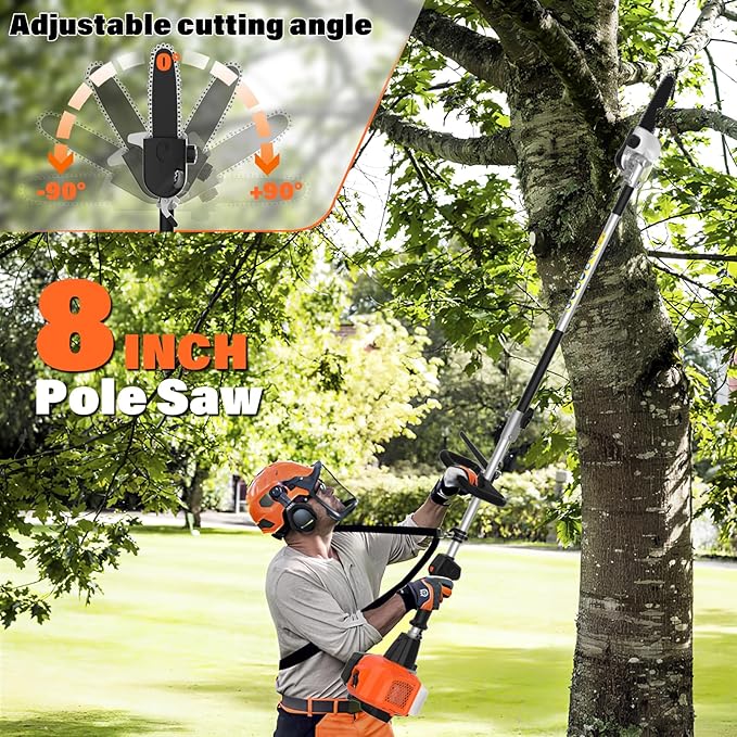 MAXLANDER 26cc Gas Weed Wacker, 4-in-1 Multi Garden Tools, String Trimmer 17", Pole Saw 8", Hedge Trimmer 16", and Brush Cutter Blade 10", with Rubber Handle & Shoulder Strap Included for Yard Care
