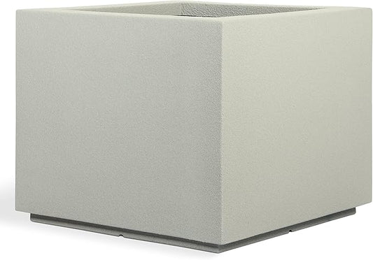 PolyStone Monterray Modern Outdoor/Indoor Square Planter, Lightweight, Heavy Duty, Weather Resistant, Polymer Finish, Commercial Grade and Residential, 23" L x 23" W x 19" H (Greige)