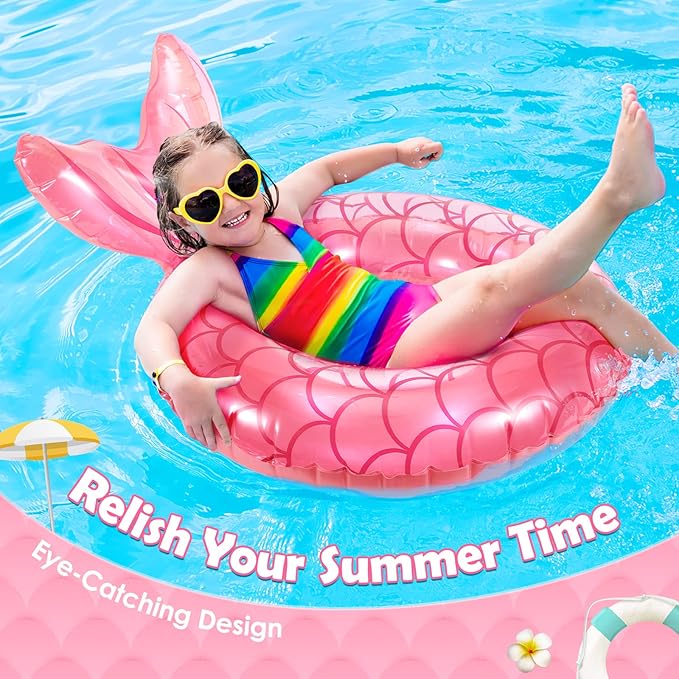 HeySplash Pool Floats Kids, Inflatable Swimming Ring Swim Tube Floaties, Summer Water Fun Beach Party Swimming Pool Toys for Kids Children Water Activities