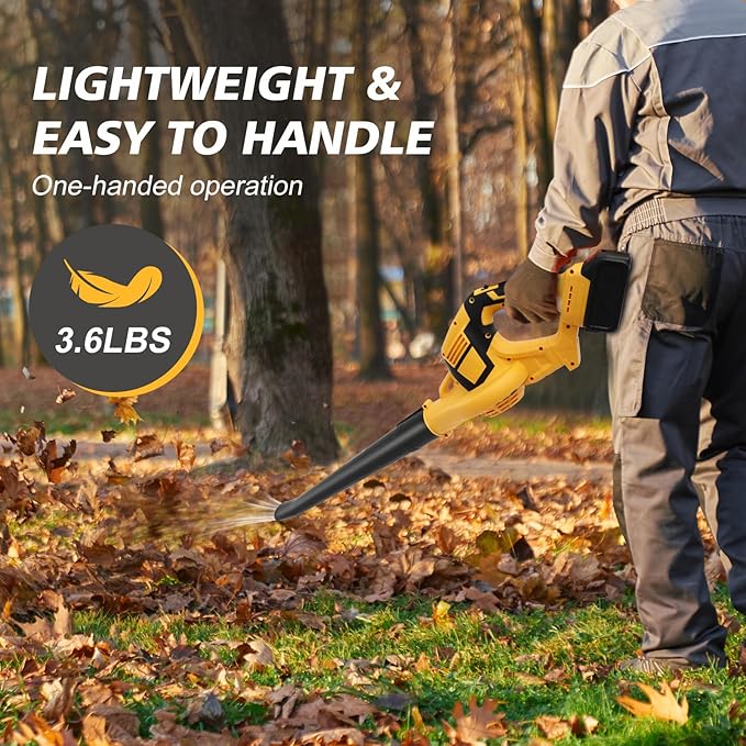 Leaf Blower Cordless, 21V Cordless Blower with 2 x 3.0Ah Battery, 540CFM 140 MPH Battery Powered Leaf Blower, Lightweight Handheld Blower for Lawn Care, Patio, Dust, Blowing Leaves, Snow