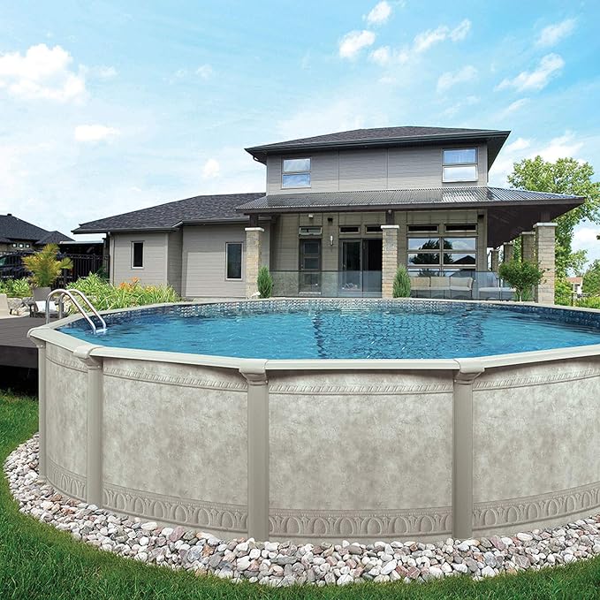 Aquarian Steel-Frame Outdoor Above-Ground Swimming Pool, Round, 21' x 52", Venetian