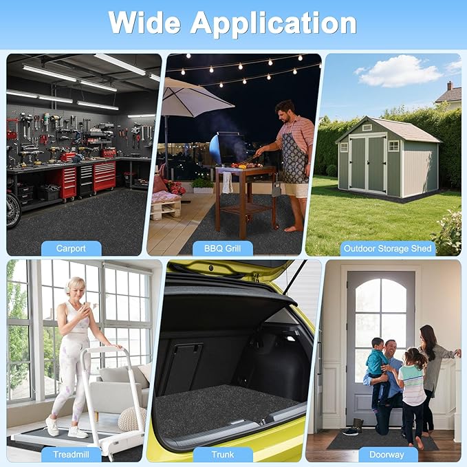 Outdoor Storage Shed Mat, 17 x 7.4 FT Garage Floor Mats with Reusable, Washable, Non Slip, Durable for Protects Garage Floors/Driveways/Entrance Doors/Deck [Gray]
