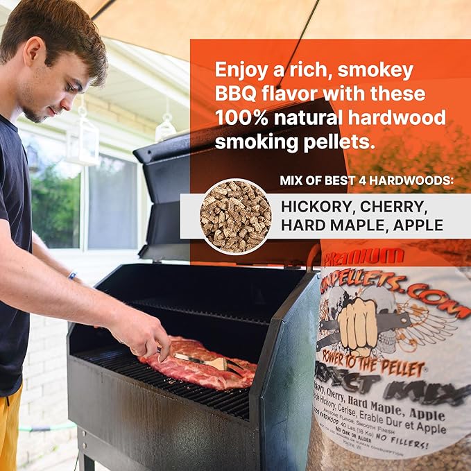 CookinPellets 40PM Perfect Mix All-Natural Hickory, Cherry, Hard Maple, and Apple Grill Smoker Smoking Hardwood Wood Pellets, 40 Lb Bag (2 Pack)