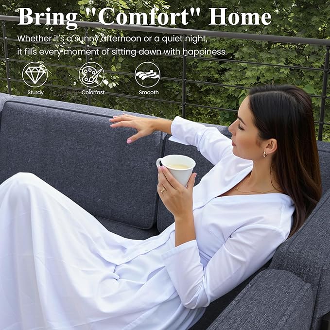 LayinSun Large Aluminum Patio Furniture Set with Fire Pit Table, 11 Pieces Modern Outdoor Conversation Set Sectional Metal Sofa Set with Olefin Cushion