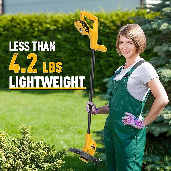 Cordless String Trimmer and Edger, 10 Inch 20V Weed Wacker Battery Operated Lawn Edger with 8 Pcs Replace Spool Trimmer Lines - 1 Batteries & Charger Included (10-inch)