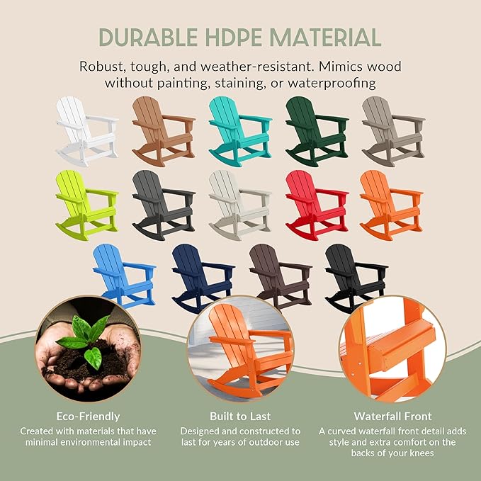 WestinTrends Malibu Outdoor/Patio Poly Adirondack Rocking Chair, Orange