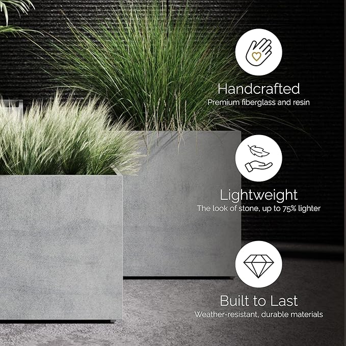 Reglito Cube Planter - 27.6 in x 27.6 in x 28.1 in - Brown Stone