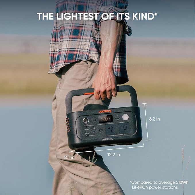 Jackery Explorer 500 v2 Portable Power Station and 102W Fast Charger, 512Wh LiFePO4 Battery, 500W AC/1000W Peak, Solar Generator for Camping, Outdoors, and Power Outages