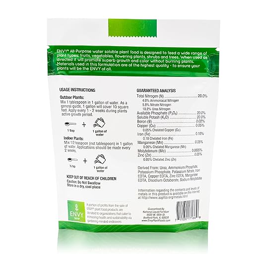 ENVY All-Purpose Plant Fertilizer, 0.5 Pound - Makes 50 Gallons, for Indoor and Outdoor Plants, Pet Safe, Water Soluble, Made in USA