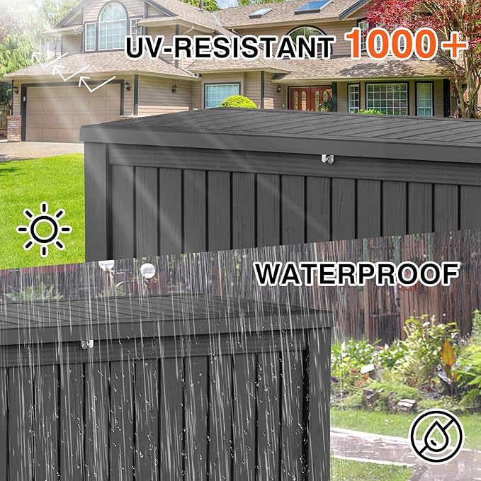 180 Gallon Deck Box Large Outdoor Storage for Patio Furniture,Outdoor Cushions,Garden Tools and Pool Supplies,Waterproof,Resin,Lockable(Black)