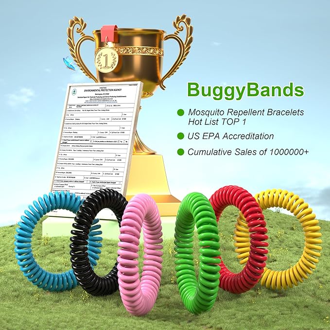 48 Pack Mosquito Repellent Bracelets, Individually Wrapped, DEET Free, Natural and Waterproof Bands