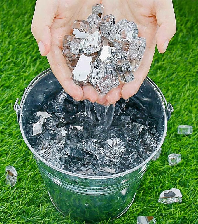 GRISUN Ultra White Fire Glass for Fire Pit, 10 Pounds 1/2 Inch High Luster Reflective Tempered Glass Rocks for Natural or Propane Fireplace, Safe for Outdoors and Indoors Firepit Glass