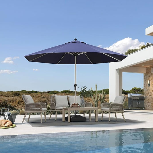PURPLE LEAF 11' Round Patio Umbrella, Aluminum Outdoor Umbrella for 3 Year Fade Resistant, Sturdy Market Umbrella for Deck Garden, Patio, or Lawn
