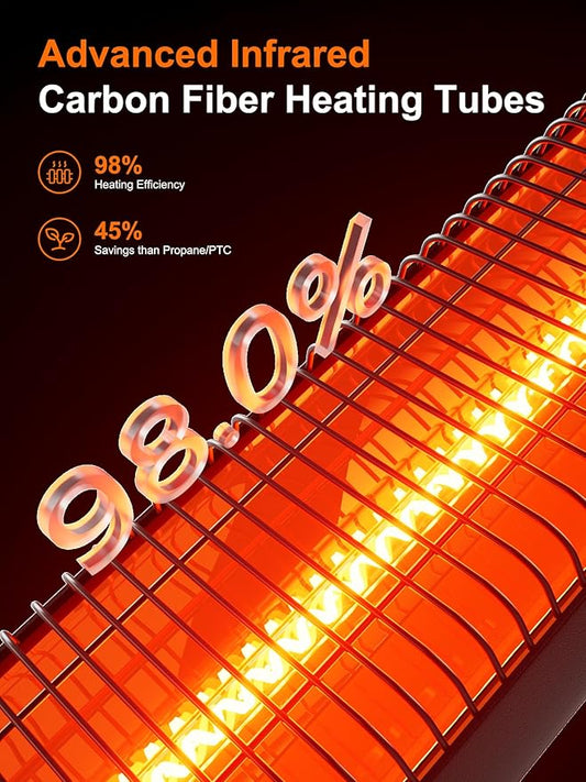 YEW Outdoor Electric Patio Heater, 1500w Infrared Heaters with Remote, 24H Timer, 3 Heat Levels, Waterproof, Quiet, Tip-Over Protection, Portable Tower Heaters for Porch,Garage,Balcony,Backyard