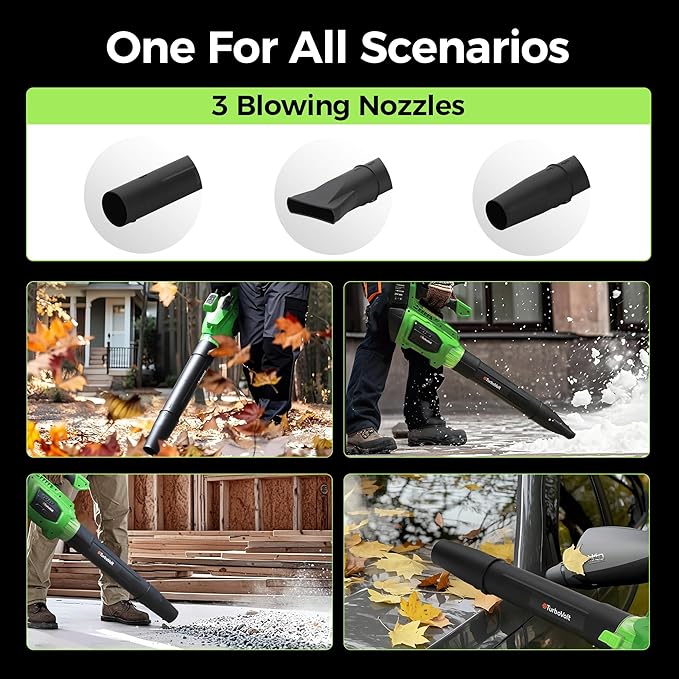 HeroJet Leaf Blower, 20V Cordless Electric Blower with 2 * 5.0Ah Batteries and 1 Hour Fast Charger, Lightweight Leaf Blower for Patio Cleaning, Lawn Care, Blowing Fallen Leaves and Dust