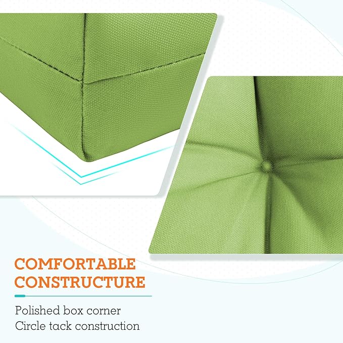 EAGLE PEAK Tufted Outdoor/Indoor High Back Patio Chair Cushions, Set of 2, Green