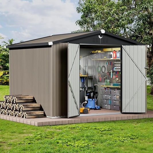 Outdoor Storage Shed 10x8 FT,Metal Tool Sheds,Waterproof Outside Storage Shed,Large Storage Building with Lockable Door