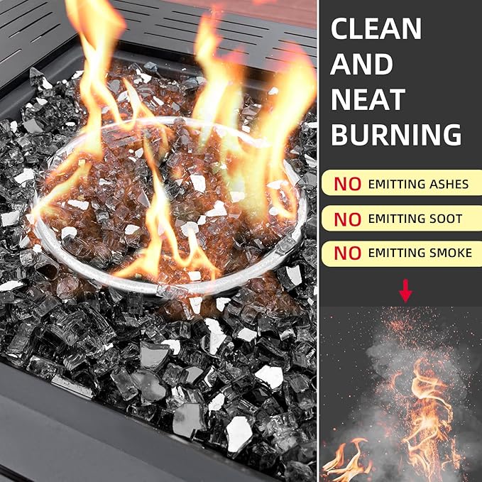 20 Pounds Fire Glass 1/2 Inch High Reflective Tempered Firepit Glass Rocks for Fireplace, Fire Pit Table, Fire Bowl and Landscaping (Onyx Black)