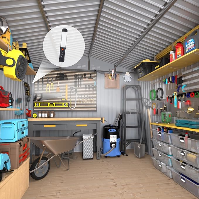 Outdoor Storage Shed 10x12 FT, Metal Garden Shed - Tool Storage Sheds with Lockable Doors, Waterproof Outside Storage Building for Backyard, Patio (Black; Floor Not Included)
