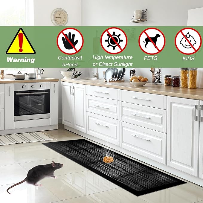 12 Pack Extra Large Glue Traps for Mice and Rats, Heavy Duty Super Sticky Traps for Mice Rats Snakes, Rat Glue Trap for Indoor Outdoor (48" x 11")