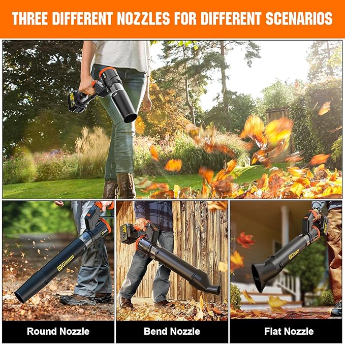 Electric Leaf Blower Cordless -850CFM, 250+MPH, 3000W Brushless Leaf Blower with 2×6.0Ah Batteries, 180° Rotatable 2-in-1 Handheld Blower, 3-Speed for Lawn Care/Yard/Car/Patio