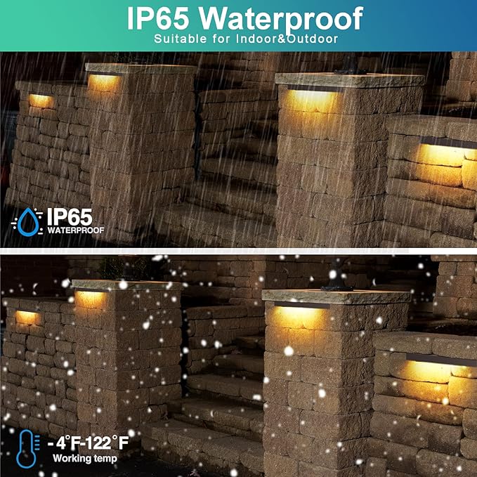 8-Packs 5W 12 Inch LED Hardscape Paver Lighting,12V AC/DC Low Voltage Retaining Wall Lights,LED Landscape Lighting,2700K Soft White Outdoor Step Light,50,000 Hours Lifespan