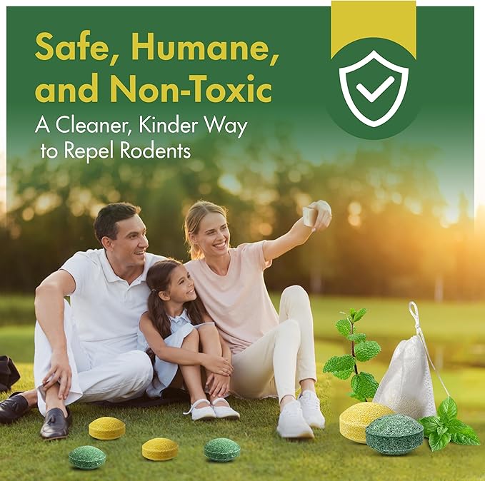Natural Mouse Repellent Balls – Peppermint Oil Infused Mice & Rat Repellent for Indoor, Outdoor & Car Engines – Safe, Long-Lasting Protection Against Rodents.(10 Pack)